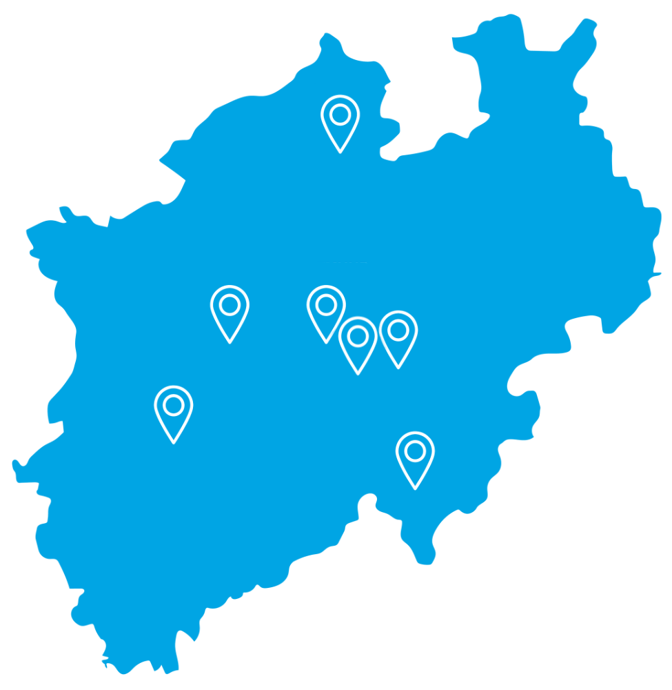 Karte der W+S Standorte in Nordrhein Westfalen